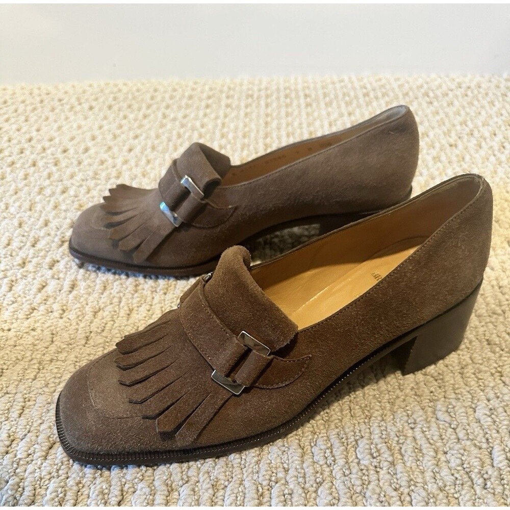 Bruno Magli Kiltie Loafers Shoes Brown Women’s 9 B Made In Italy 2" Heel